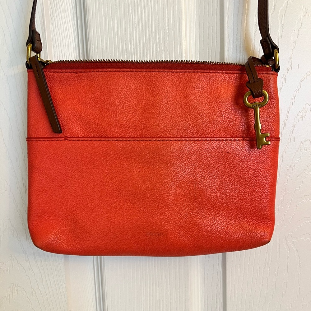 Fossil Pink Leather Crossbody Bag